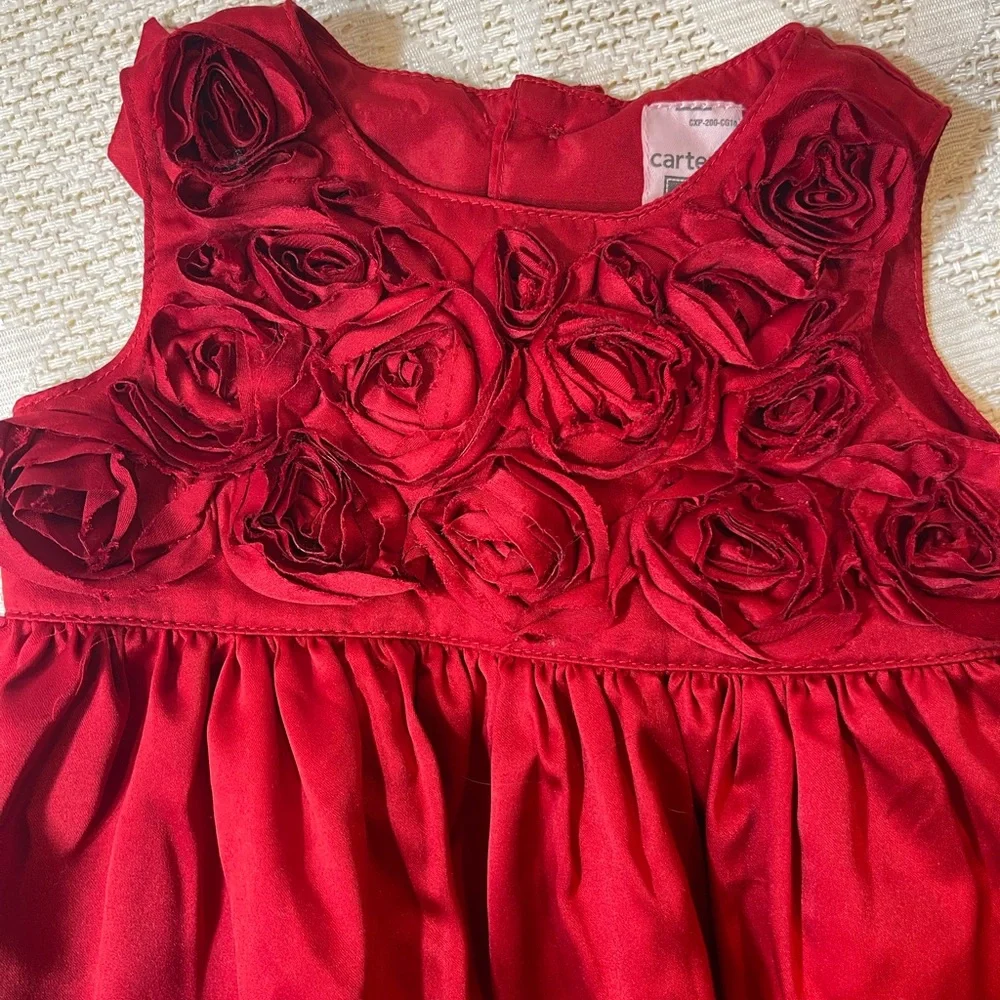 Carters Baby Girl Dress Red Floral Size 3 Months